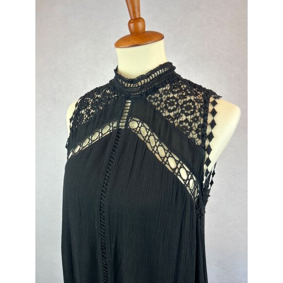 Fate Dresses & Skirts - Fate Black Sleeveless Tiered Maxi Dress Lace Crochet Raw Hem Boho